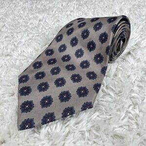 Vintage Enrico Guccini Silk Tie XL Medallion Geometric Hand Made Italy Ivy 80's
